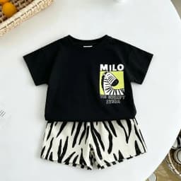 Fashion Costume Short-sleeved Shorts Outfits Summer Child Cartoon Tshirt Full Print Shorts 2Piece Set Toddler Cute Tees+Shorts