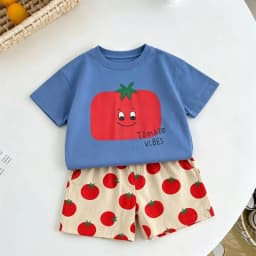 Fashion Costume Short-sleeved Shorts Outfits Summer Child Cartoon Tshirt Full Print Shorts 2Piece Set Toddler Cute Tees+Shorts