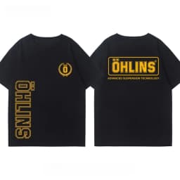 OHLINS Motorcycle Shock Absorber Modified T-Shirt Casual Trendy Brand Men Women Car Club Crew Neck Short-Sleeved Top
