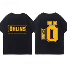 OHLINS Motorcycle Shock Absorber Modified T-Shirt Casual Trendy Brand Men Women Car Club Crew Neck Short-Sleeved Top