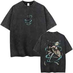 Washed Vintage Anime Bungo Stray Dogs Ryunosuke Akutagawa Merch T Shirts Men Casual Retro Cotton T-shirt Male Oversized T-shirts