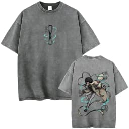 Washed Vintage Anime Bungo Stray Dogs Ryunosuke Akutagawa Merch T Shirts Men Casual Retro Cotton T-shirt Male Oversized T-shirts