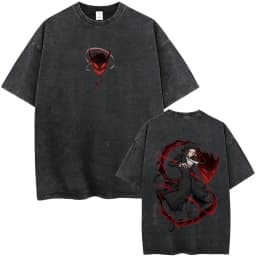 Washed Vintage Anime Bungo Stray Dogs Ryunosuke Akutagawa Merch T Shirts Men Casual Retro Cotton T-shirt Male Oversized T-shirts