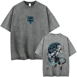 Washed Vintage Anime Bungo Stray Dogs Ryunosuke Akutagawa Merch T Shirts Men Casual Retro Cotton T-shirt Male Oversized T-shirts