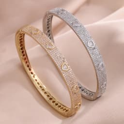 ZAKOL New Nickel Free Micro Paved Heart Cubic Zirconia Bracelet for Women Sparking CZ Sliver/Gold Color Luxury Jewelry Gifts