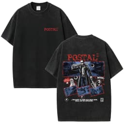 Postal Dude Vintage Acid Washed T Shirt Men Women Horror Gothic Rock T-shirt Male Fashion Oversized Short Sleeves T-shirts Tops