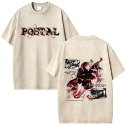 Postal Dude Vintage Acid Washed T Shirt Men Women Horror Gothic Rock T-shirt Male Fashion Oversized Short Sleeves T-shirts Tops