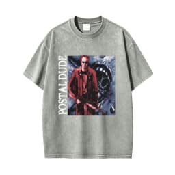 Postal Dude Vintage Acid Washed T Shirt Men Women Horror Gothic Rock T-shirt Male Fashion Oversized Short Sleeves T-shirts Tops