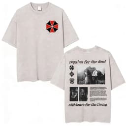 Resident Evil Requiem Washed T Shirt Leon Kennedy Grace Ashcroft Vintage 90s T-shirts Men Women Fashion Classic Harajuku T-shirt