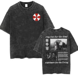 Resident Evil Requiem Washed T Shirt Leon Kennedy Grace Ashcroft Vintage 90s T-shirts Men Women Fashion Classic Harajuku T-shirt