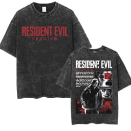Resident Evil Requiem Washed T Shirt Leon Kennedy Grace Ashcroft Vintage 90s T-shirts Men Women Fashion Classic Harajuku T-shirt