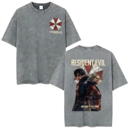 Resident Evil Requiem Washed T Shirt Leon Kennedy Grace Ashcroft Vintage 90s T-shirts Men Women Fashion Classic Harajuku T-shirt