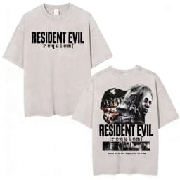 Resident Evil Requiem Washed T Shirt Leon Kennedy Grace Ashcroft Vintage 90s T-shirts Men Women Fashion Classic Harajuku T-shirt