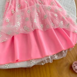Girls Sweet Dresses Summer Daisy Mesh Suspender Strapless Flying Sleeve Dress Girl's Flowery Cute Kids Clothes