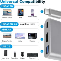 USB C to HDMI Adapter,Type C Digital AV Multiport Adapter,Hub Converter to HDMI 4K+USB 3.0,for iPhone 17 MacBook Pro