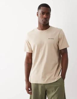 CSC Outdoor Back Graphic T-shirt in Beige High-end Luxury Unisex Style Both of Men and Women