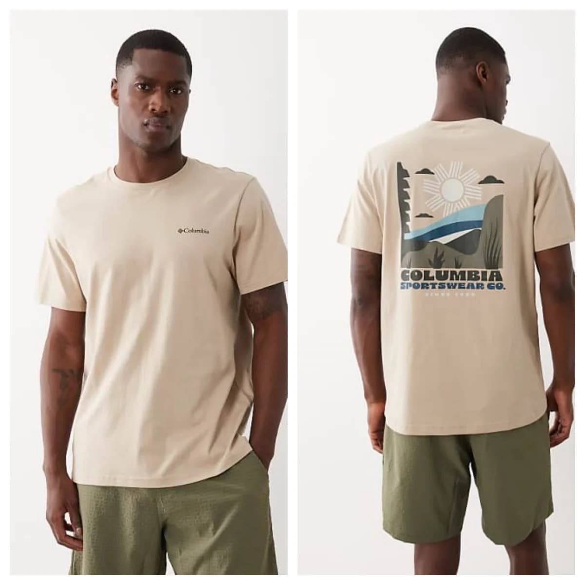 CSC Outdoor Back Graphic T-shirt in Beige High-end Luxury Unisex Style Both of Men and Women
