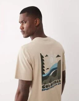 CSC Outdoor Back Graphic T-shirt in Beige High-end Luxury Unisex Style Both of Men and Women