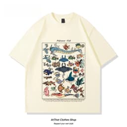 Men/Women/Kids Pokemon Water Type Fish Species Collection Graphic T-Shirt 2026 Summer Cotton Matching Family Tee Streetwear Tops