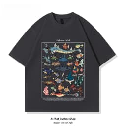 Men/Women/Kids Pokemon Water Type Fish Species Collection Graphic T-Shirt 2026 Summer Cotton Matching Family Tee Streetwear Tops