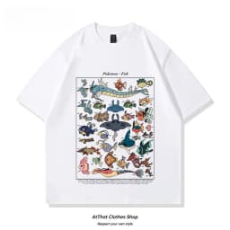 Men/Women/Kids Pokemon Water Type Fish Species Collection Graphic T-Shirt 2026 Summer Cotton Matching Family Tee Streetwear Tops