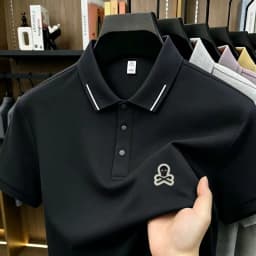 Men's new luxury polo shirt breathable comfort quick-dry short sleeve business casual sports exquisite fashion offset print tee