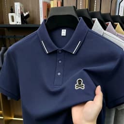 Men's new luxury polo shirt breathable comfort quick-dry short sleeve business casual sports exquisite fashion offset print tee