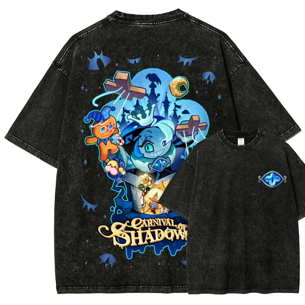 CookieRun Kingdom Washed T-shirt personality Clothes New Model Anime Tshirt Year round clothing Couples Plus Size Unisex Classic