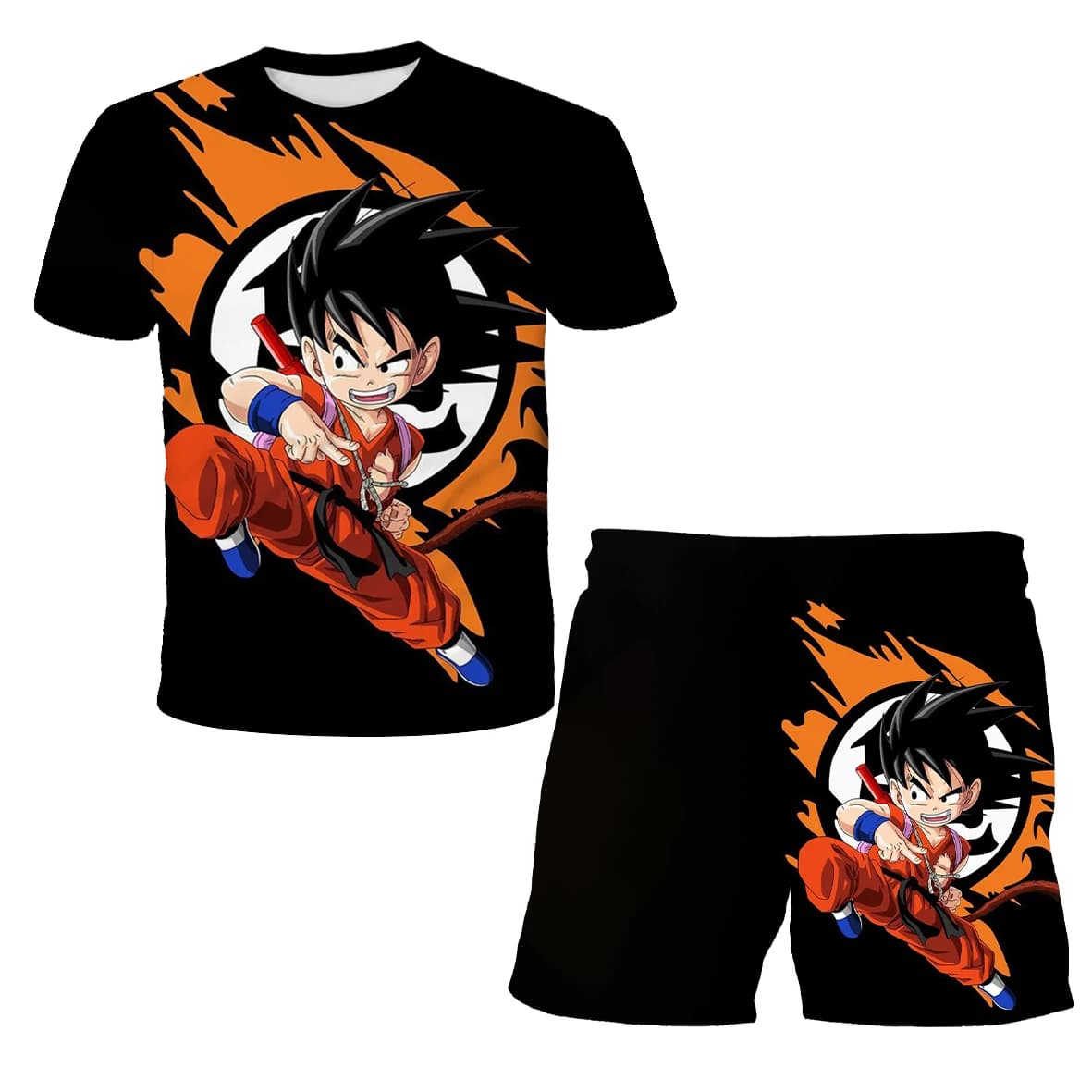 Dragon Ball Z 3D T-shirt Set for Boys Girls Super Goku Saiyan Summer Top+Shorts Children's Short-Sleeve Birthday Gift for Boys