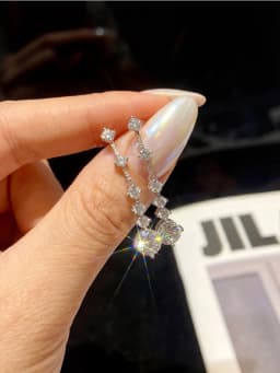 Fashion 1CT Moissanite Diamond Long Tassel Drop Earrings for Women Party High Quality Anniversary Wedding Luxury Jewelry