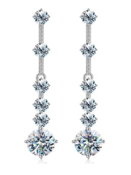 Fashion 1CT Moissanite Diamond Long Tassel Drop Earrings for Women Party High Quality Anniversary Wedding Luxury Jewelry