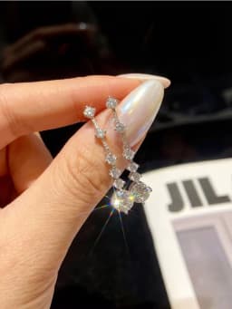Fashion 1CT Moissanite Diamond Long Tassel Drop Earrings for Women Party High Quality Anniversary Wedding Luxury Jewelry
