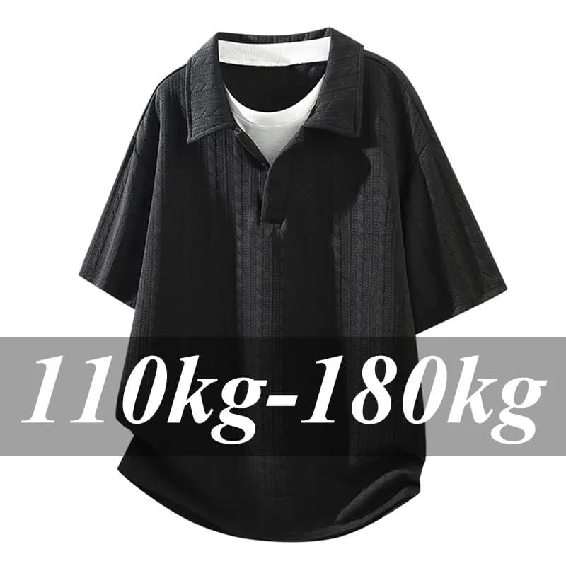 Plus Size Men's Short Sleeve T-Shirt Casual Trendy Summer V-Neck Tees Big Size Quick-Dry Breathable Antibacterial Tops Clothing