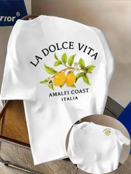 Amalfi Coast Lemon Branch Print with La Dolce Vita Text on 100 Cotton Mens T Shirt Great for Summer Vacation and Casual Outings