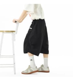 Embroidered Quick-dry Shorts for Men Summer Outdoor Mountain-style Wide-leg Cropped Pants Loose Casual