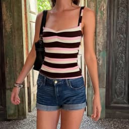 Fashion Classic Casual Camisole Y2K American Contrast Stripe Summer Slim Vest Fashion Kawaii Sexy Spice Girl Aesthetics Pullover