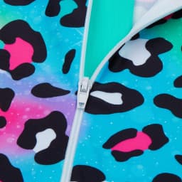 Kids Girl Swimsuit One Piece Girl's Swimwear Rash Guard Set Zipper Front Long Sleeve Leopard Print Bathing Suit for Beach 3-15Y