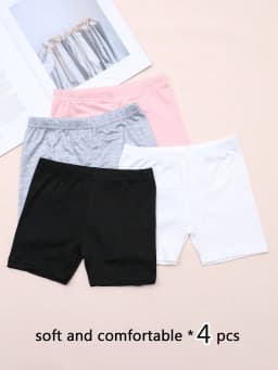4 Pcs Children Girl Bottoming Safety Shorts High Elastic Waist Anti-glare Soft Breathable Kids Summer Casual Underwear Pants