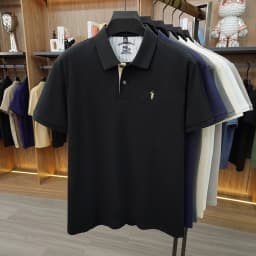 High end brand embroidered short sleeve POLO shirt men's lapel Golf top summer silk cotton fashion business casual Paul T-shirt