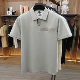 High end brand embroidered short sleeve POLO shirt men's lapel Golf top summer silk cotton fashion business casual Paul T-shirt