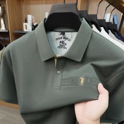 High end brand embroidered short sleeve POLO shirt men's lapel Golf top summer silk cotton fashion business casual Paul T-shirt