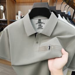 High end brand embroidered short sleeve POLO shirt men's lapel Golf top summer silk cotton fashion business casual Paul T-shirt