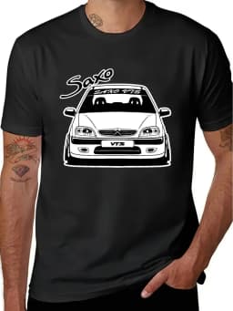 Saxo VTS Men's Quick-Dry Graphic T-Shirt Black Car Enthusiast Design Casual Car T-Shirt Pure Cotton All Seasons Couple Shirt