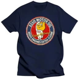 Esso logo retro gasoline engine oil T-shirt, pure cotton loose-fitting couple street style shirt graphic t shirts