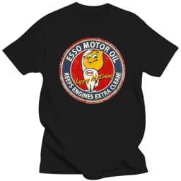 Esso logo retro gasoline engine oil T-shirt, pure cotton loose-fitting couple street style shirt graphic t shirts
