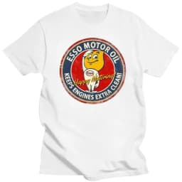 Esso logo retro gasoline engine oil T-shirt, pure cotton loose-fitting couple street style shirt graphic t shirts