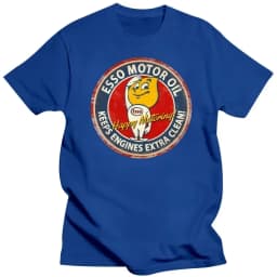 Esso logo retro gasoline engine oil T-shirt, pure cotton loose-fitting couple street style shirt graphic t shirts