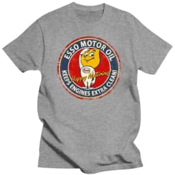 Esso logo retro gasoline engine oil T-shirt, pure cotton loose-fitting couple street style shirt graphic t shirts