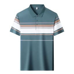 Fashion striped color blocked short sleeve polo shirt high-quality men's new comfort pocket T-shirt summer breathable casual top