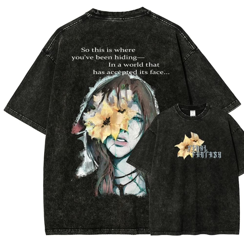 Final Fantasy Washed T-shirt 2026 New Model personality Clothes shirt Year round clothing Streetwear Trendy high quality soft